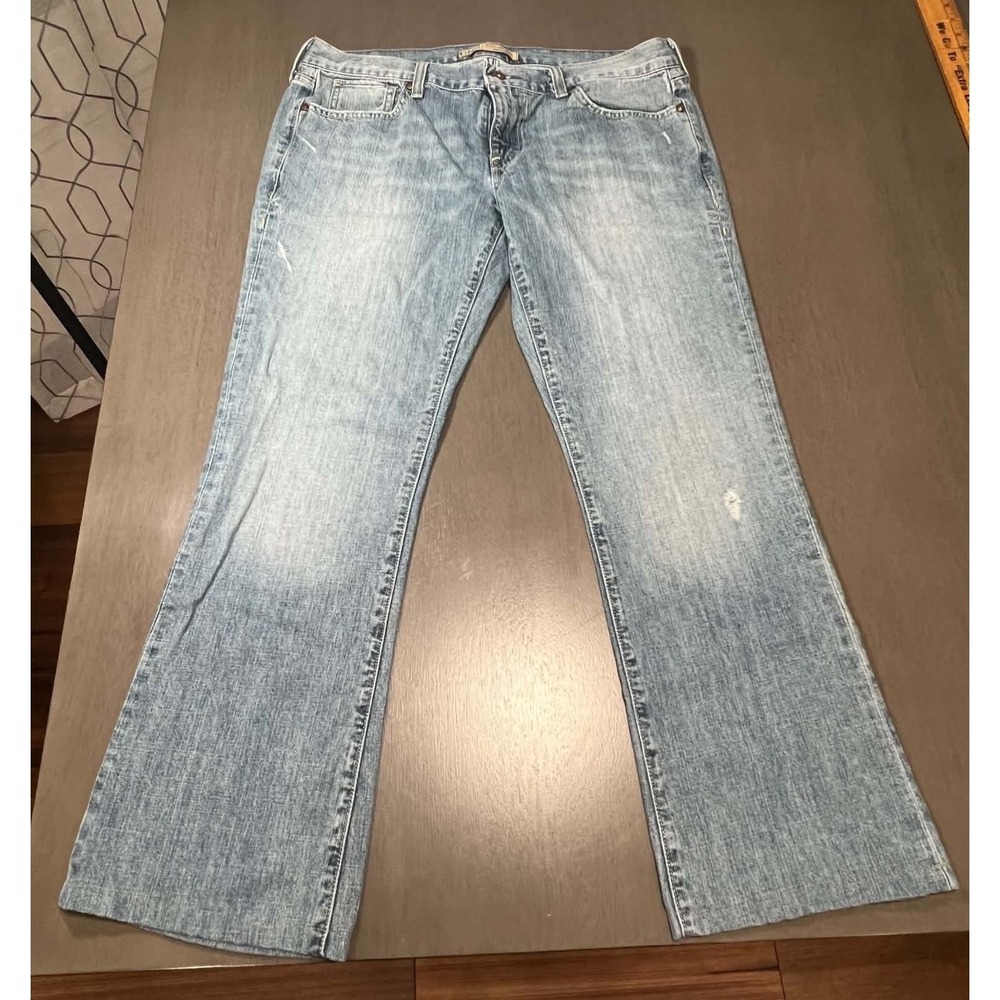 Old Navy Ultra Low Boot Cut Jeans Light Wash Blue Denim Womens 12 35x27